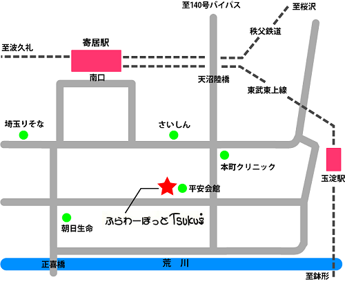 ふらわーぽっとTsukuiへのアクセスマップ